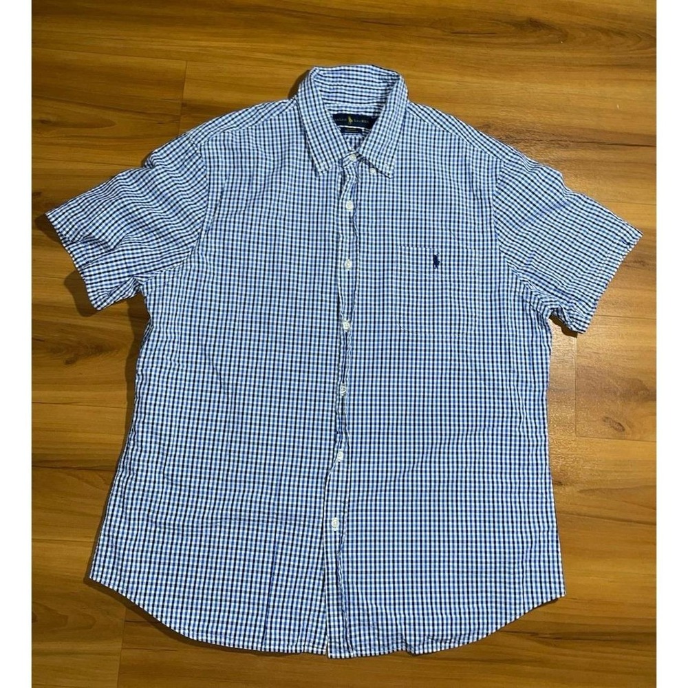 Polo Ralph Lauren Seersucker Slim Fit Gingham Button Up Short Sleeve Shirt